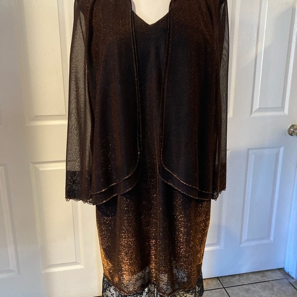 Patra Brown and Orange Midi Dress - Picture 2 of 10